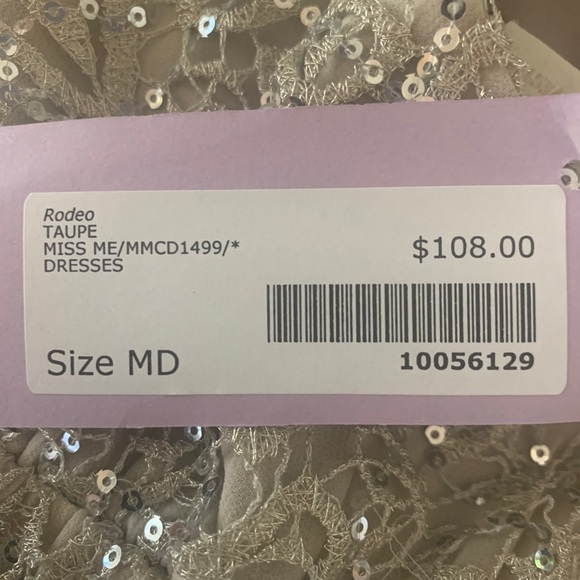 Miss Me MM Couture Taupe Sequin Embellished Dress Sz M - Picture 4 of 7